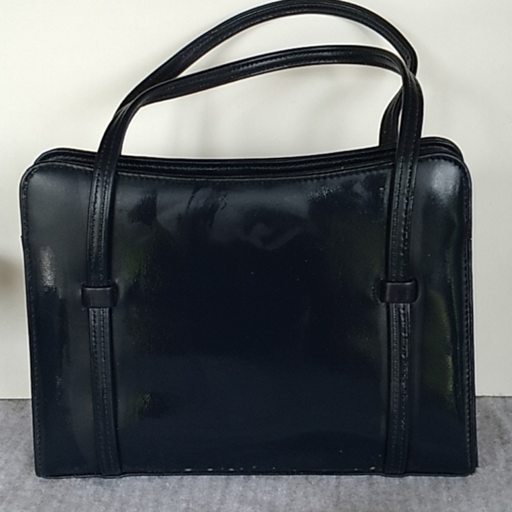 Vintage 1950s dark blue satchel purse pocketbook
